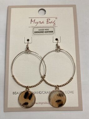 Myra Bag Gold Hoop Earrings with Leopard Disc Charms